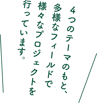 4つのテーマのもと、多様なフィールドで様々なプロジェクトを行っています。